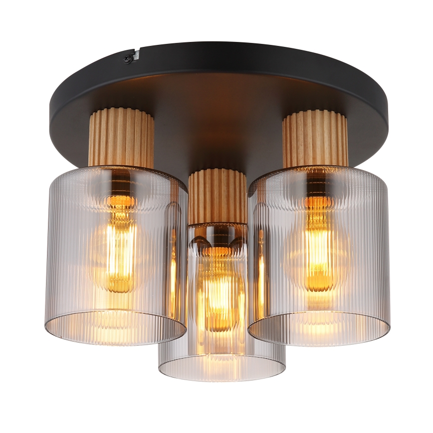 Globo - Candeeiro integrado 3xE27/25W/230V preto diâmetro 30 cm