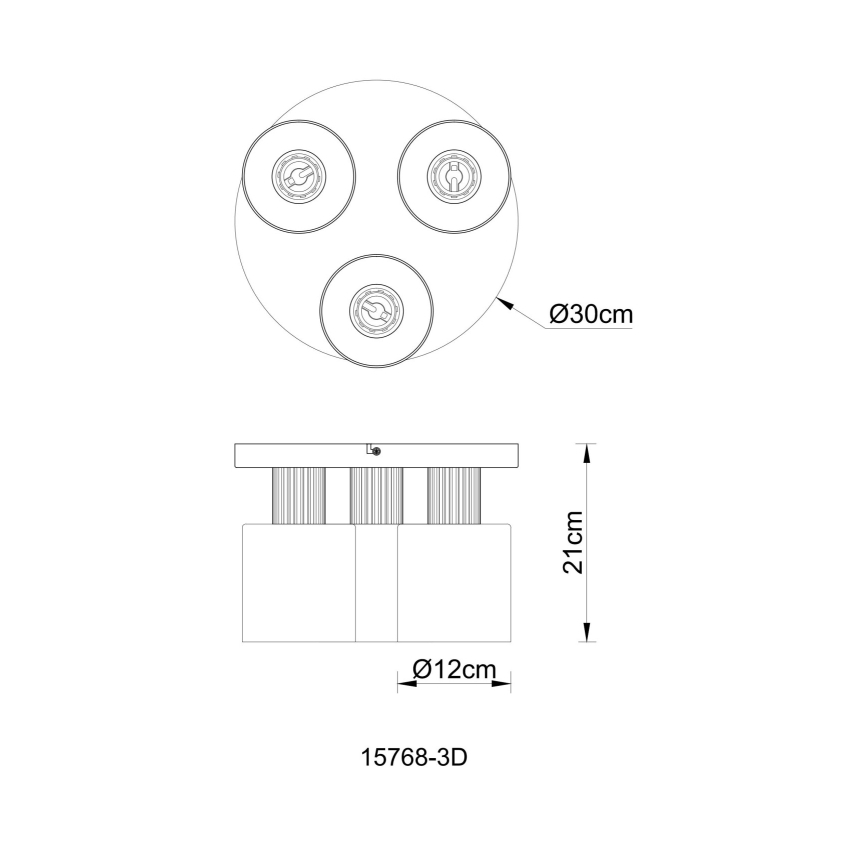 Globo - Candeeiro integrado 3xE27/25W/230V preto diâmetro 30 cm