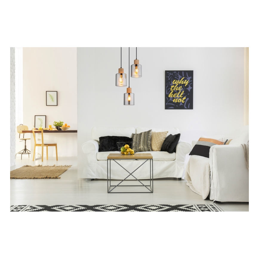 Globo - Candeeiro suspenso 3xE27/25W/230V preto diâmetro 30 cm