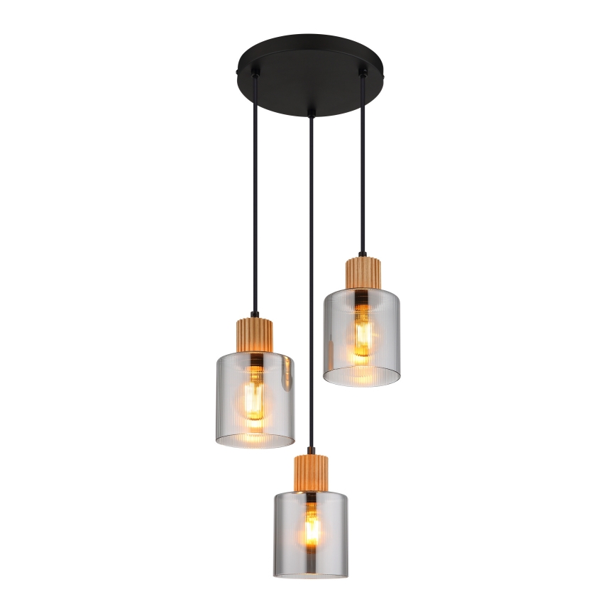 Globo - Candeeiro suspenso 3xE27/25W/230V preto diâmetro 30 cm