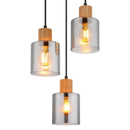 Globo - Candeeiro suspenso 3xE27/25W/230V preto diâmetro 30 cm