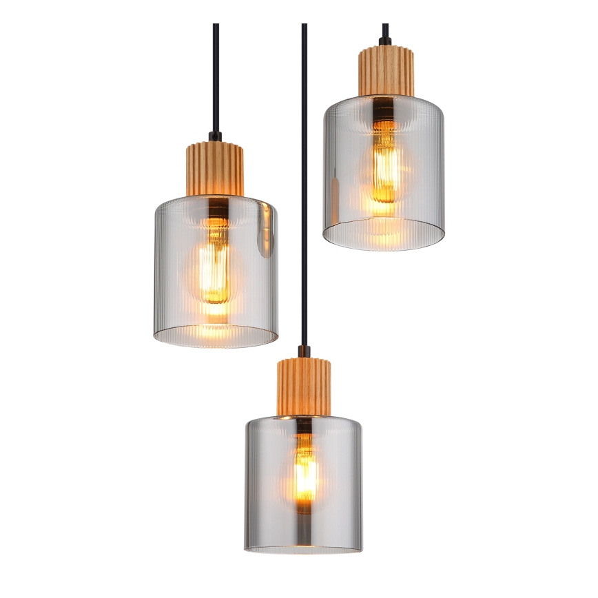 Globo - Candeeiro suspenso 3xE27/25W/230V preto diâmetro 30 cm