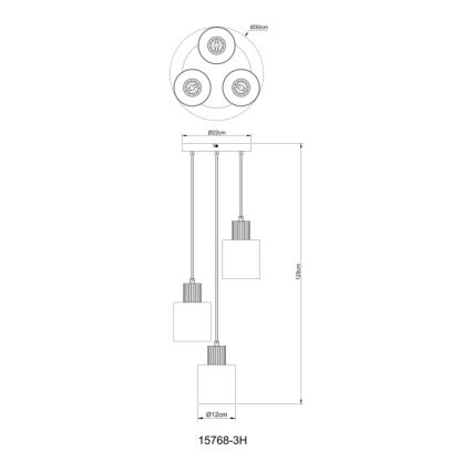 Globo - Candeeiro suspenso 3xE27/25W/230V preto diâmetro 30 cm