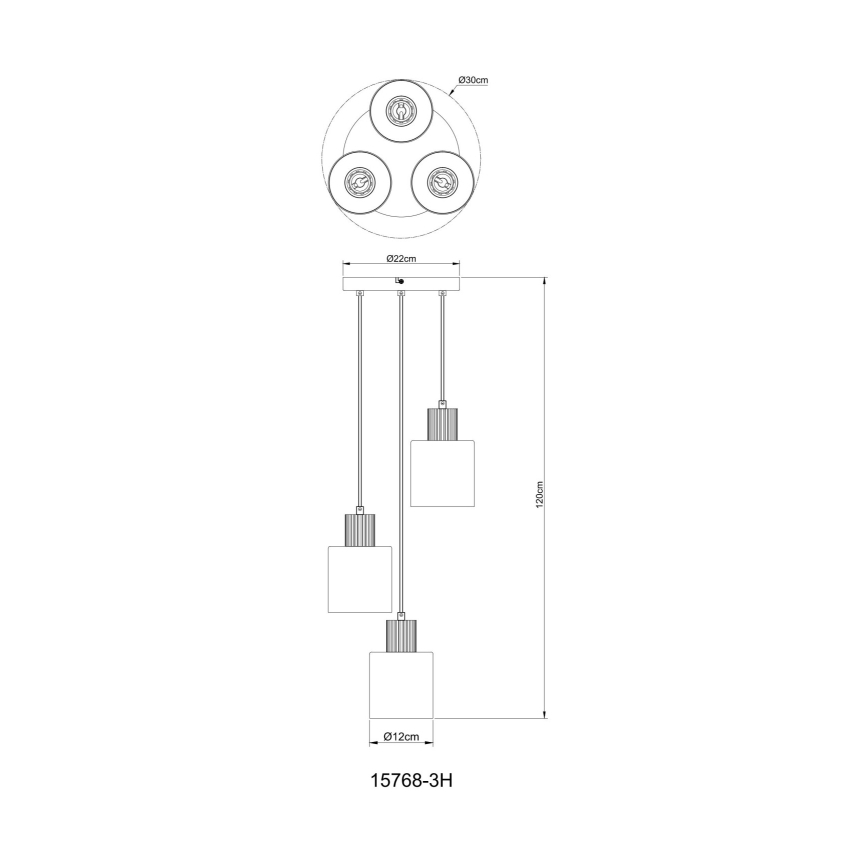 Globo - Candeeiro suspenso 3xE27/25W/230V preto diâmetro 30 cm