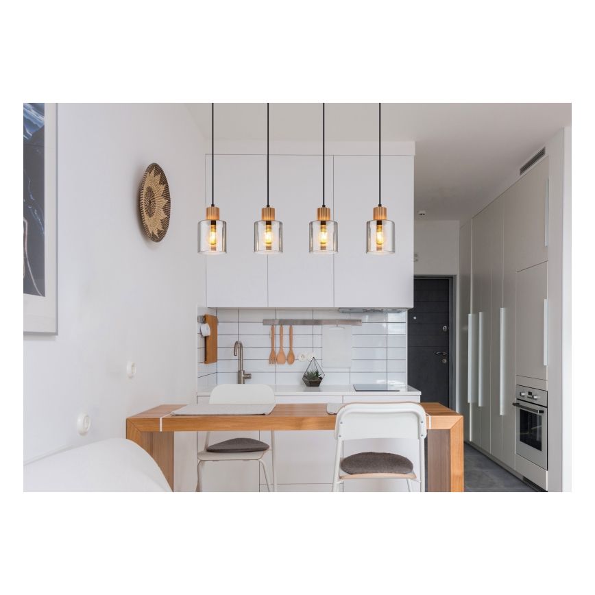 Globo - Candeeiro suspenso 4xE27/25W/230V preto