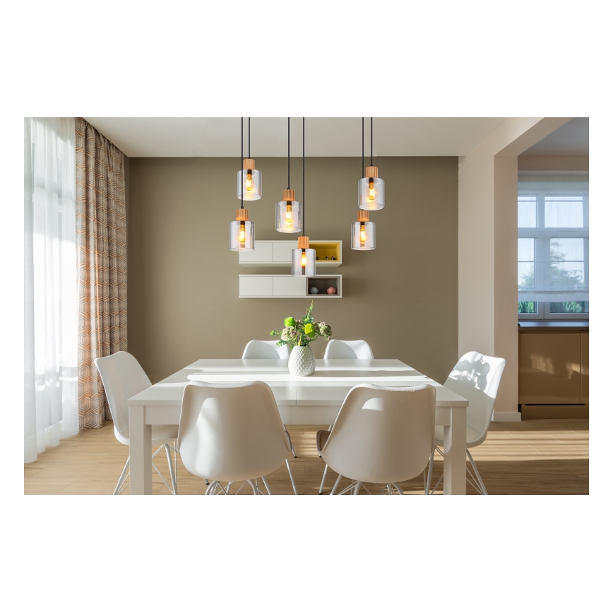 Globo - Candeeiro suspenso 6xE27/25W/230V preto