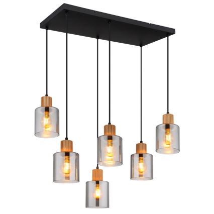 Globo - Candeeiro suspenso 6xE27/25W/230V preto
