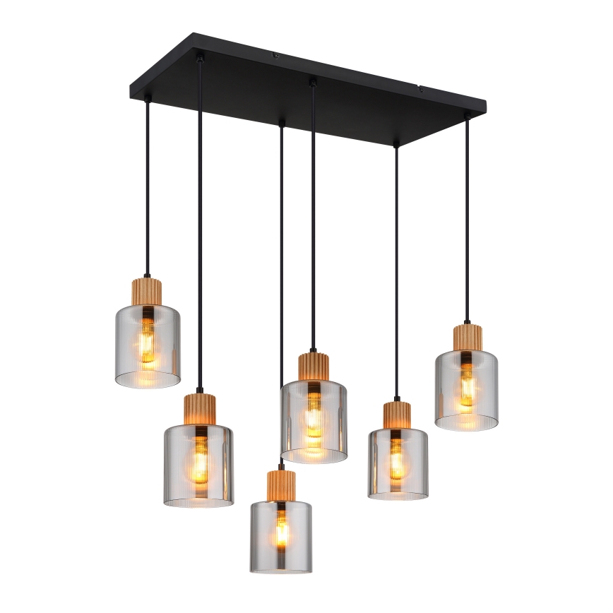 Globo - Candeeiro suspenso 6xE27/25W/230V preto