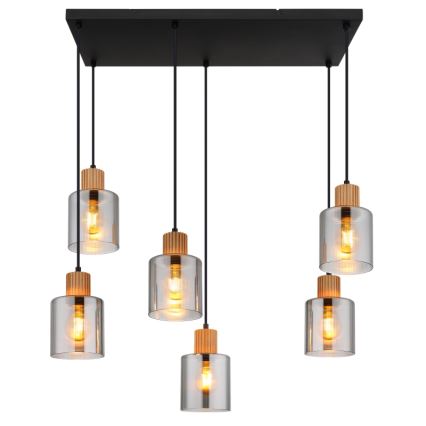 Globo - Candeeiro suspenso 6xE27/25W/230V preto