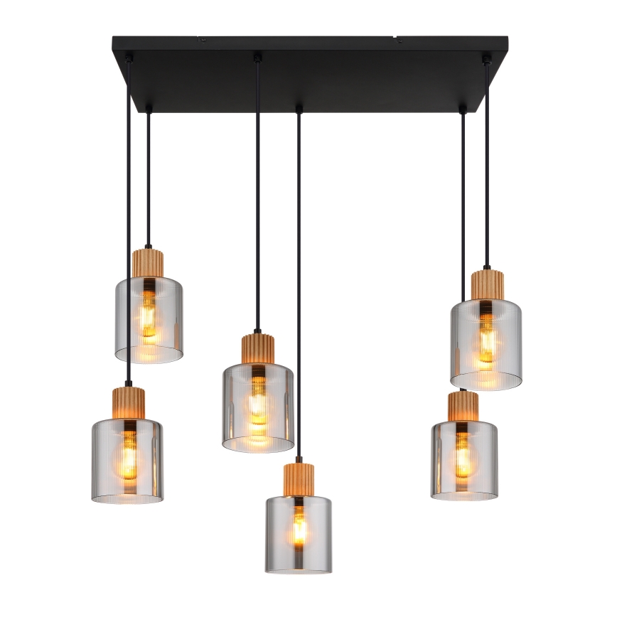 Globo - Candeeiro suspenso 6xE27/25W/230V preto