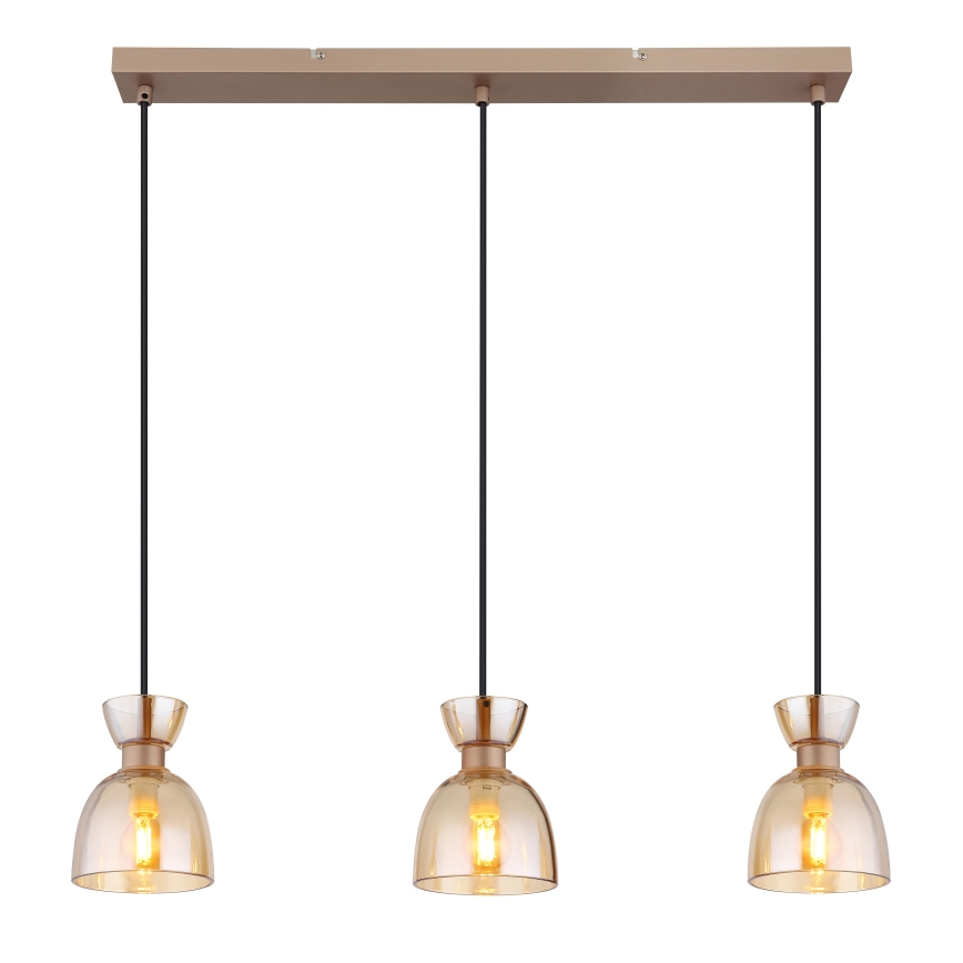 Globo - Candeeiro suspenso 3xE14/40W/230V castanho/fumado