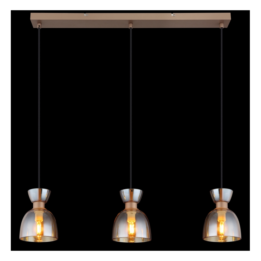 Globo - Candeeiro suspenso 3xE14/40W/230V castanho/fumado