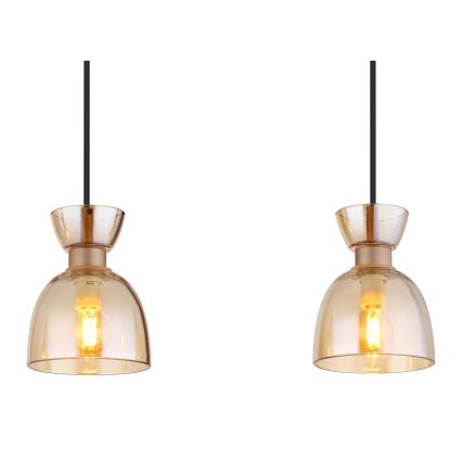 Globo - Candeeiro suspenso 3xE14/40W/230V castanho/fumado