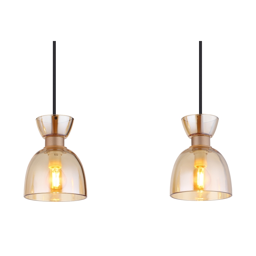 Globo - Candeeiro suspenso 3xE14/40W/230V castanho/fumado
