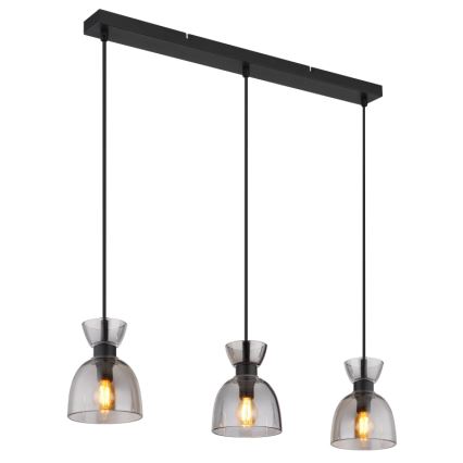 Globo - Candeeiro suspenso 3xE14/40W/230V preto/fumado