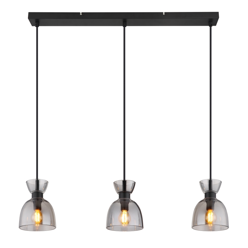 Globo - Candeeiro suspenso 3xE14/40W/230V preto/fumado