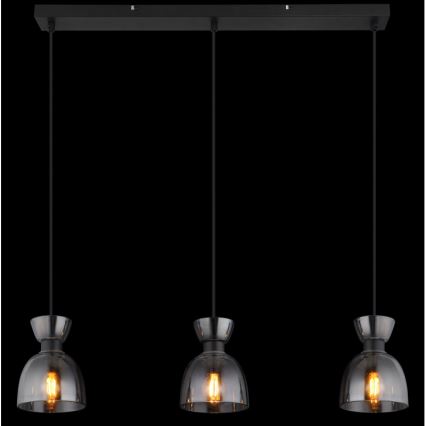 Globo - Candeeiro suspenso 3xE14/40W/230V preto/fumado