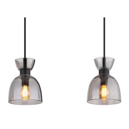 Globo - Candeeiro suspenso 3xE14/40W/230V preto/fumado