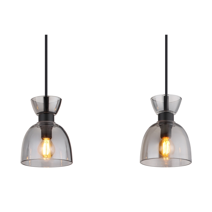 Globo - Candeeiro suspenso 3xE14/40W/230V preto/fumado