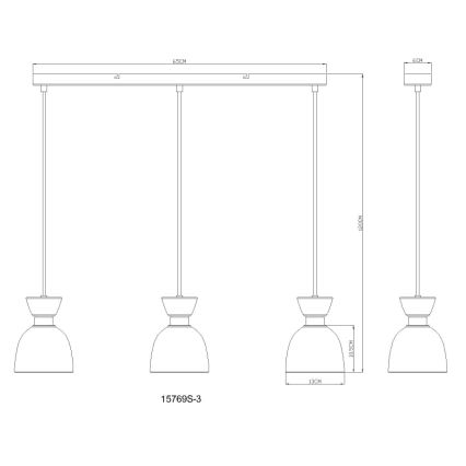 Globo - Candeeiro suspenso 3xE14/40W/230V preto/fumado