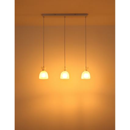 Globo - Candeeiro suspenso 3xE14/40W/230V branco