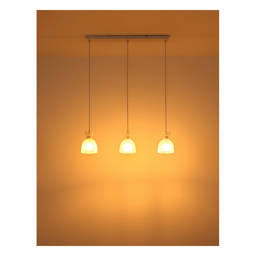 Globo - Candeeiro suspenso 3xE14/40W/230V branco