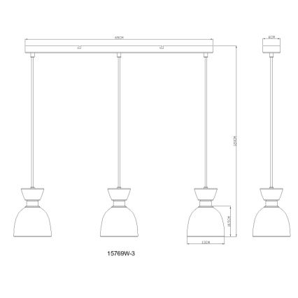 Globo - Candeeiro suspenso 3xE14/40W/230V branco