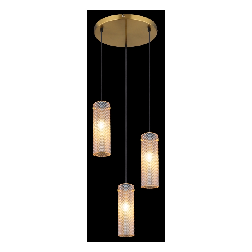 Globo - Candeeiro suspenso 3xE14/40W/230V dourado