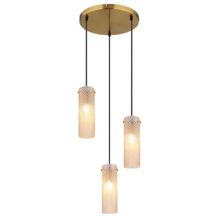 Globo - Candeeiro suspenso 3xE14/40W/230V dourado