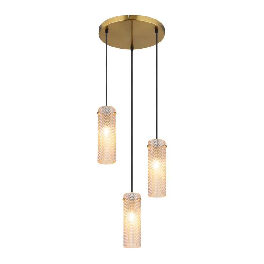 Globo - Candeeiro suspenso 3xE14/40W/230V dourado