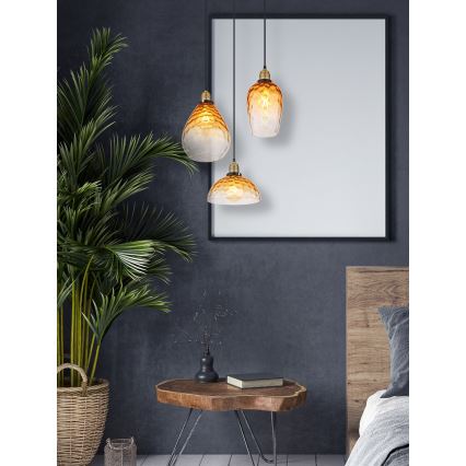 Globo - Candeeiro suspenso 3xE27/60W/230V diâmetro 46 cm laranja