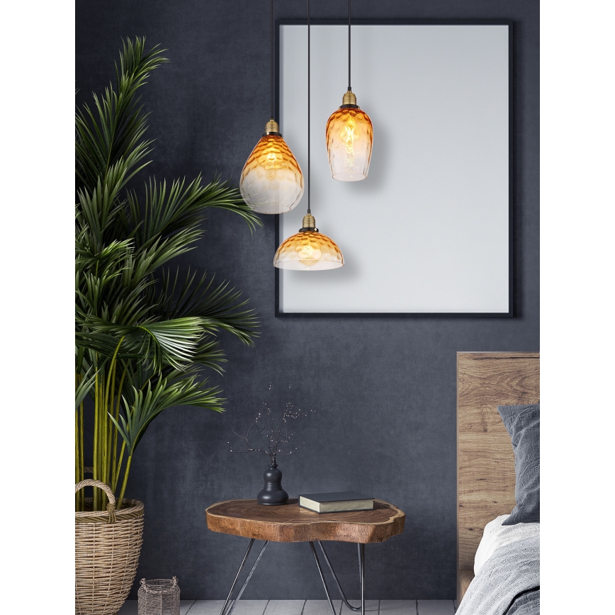 Globo - Candeeiro suspenso 3xE27/60W/230V diâmetro 46 cm laranja