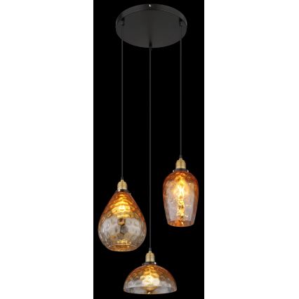 Globo - Candeeiro suspenso 3xE27/60W/230V diâmetro 46 cm laranja