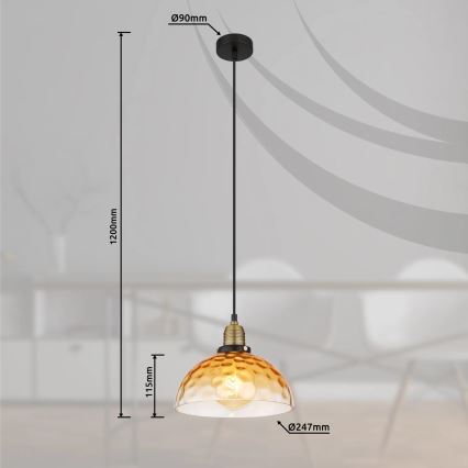Globo - Candeeiro suspenso 1xE27/60W/230V diâmetro 25 cm laranja