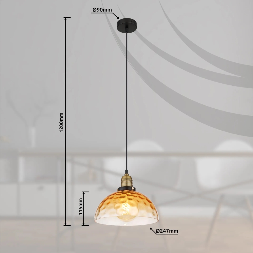 Globo - Candeeiro suspenso 1xE27/60W/230V diâmetro 25 cm laranja