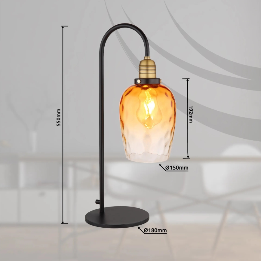 Globo - Candeeiro de mesa 1xE27/60W/230V laranja