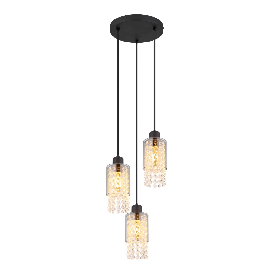 Globo - Candeeiro suspenso 3xE27/40W/230V diâmetro 25 cm preto