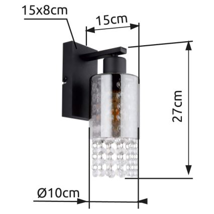 Globo - Candeeiro de parede 1xE27/40W/230V preto