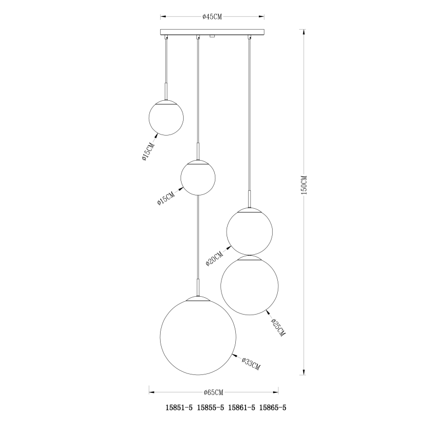 Globo - Candeeiro suspenso 5xE27/40W/230V diâmetro 65 cm