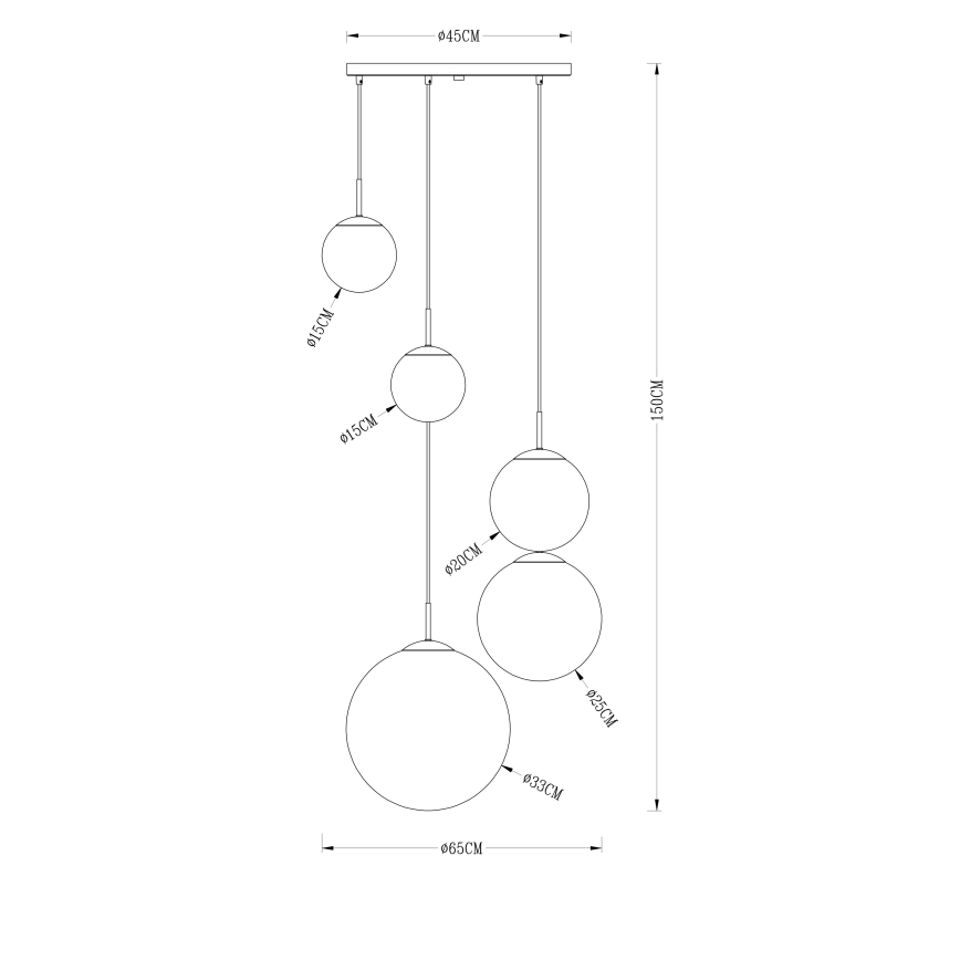Globo - Candeeiro suspenso 5xE27/40W/230V diâmetro 65 cm