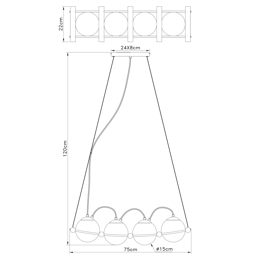 Globo - Candeeiro suspenso 4xE14/15W/230V árvore da borracha