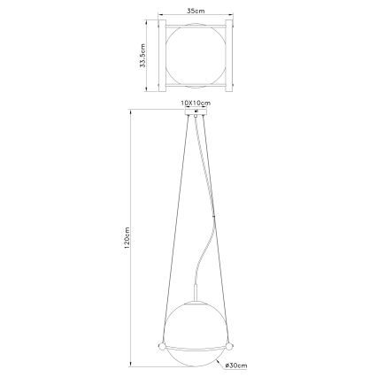 Globo - Candelabro suspenso 1xE27/15W/230V árvore da borracha
