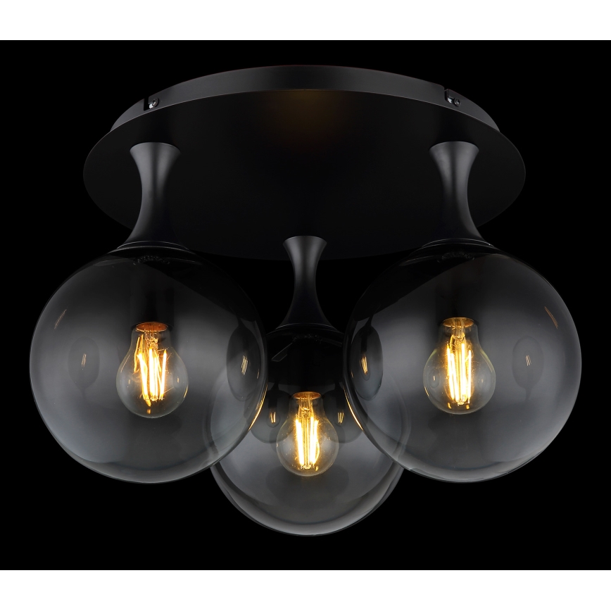 Globo - Candeeiro integrado 3xE27/10W/230V diâmetro 46 cm preto
