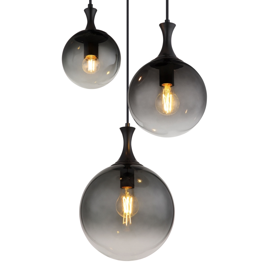 Globo - Candeeiro suspenso 3xE27/10W/230V diâmetro 48 cm preto