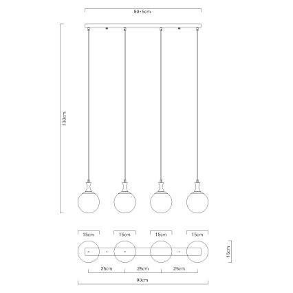 Globo - Candeeiro suspenso 4xE27/10W/230V preto
