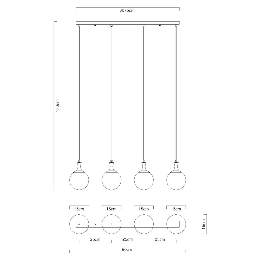Globo - Candeeiro suspenso 4xE27/10W/230V preto
