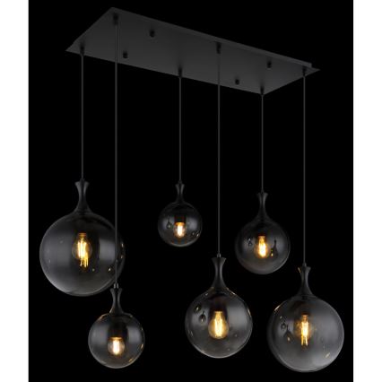 Globo - Candeeiro suspenso 6xE27/10W/230V preto
