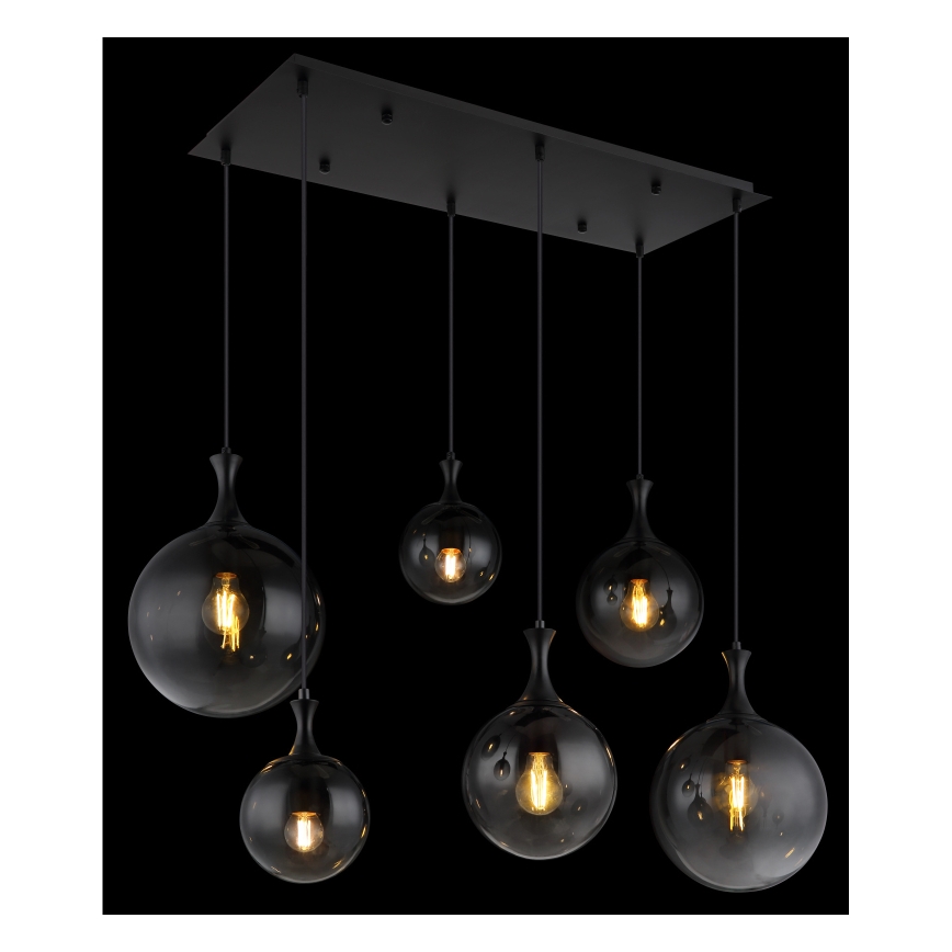 Globo - Candeeiro suspenso 6xE27/10W/230V preto