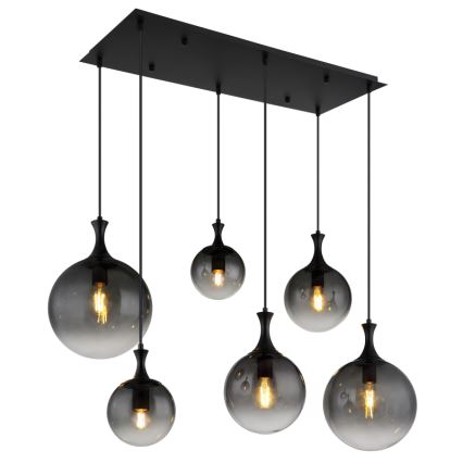 Globo - Candeeiro suspenso 6xE27/10W/230V preto