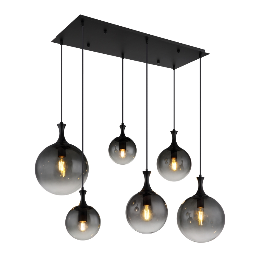 Globo - Candeeiro suspenso 6xE27/10W/230V preto
